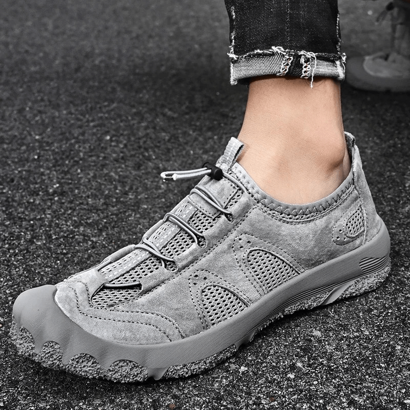 Breathable Leather Hiking Sneakers with Adjustable Lace - SF1853