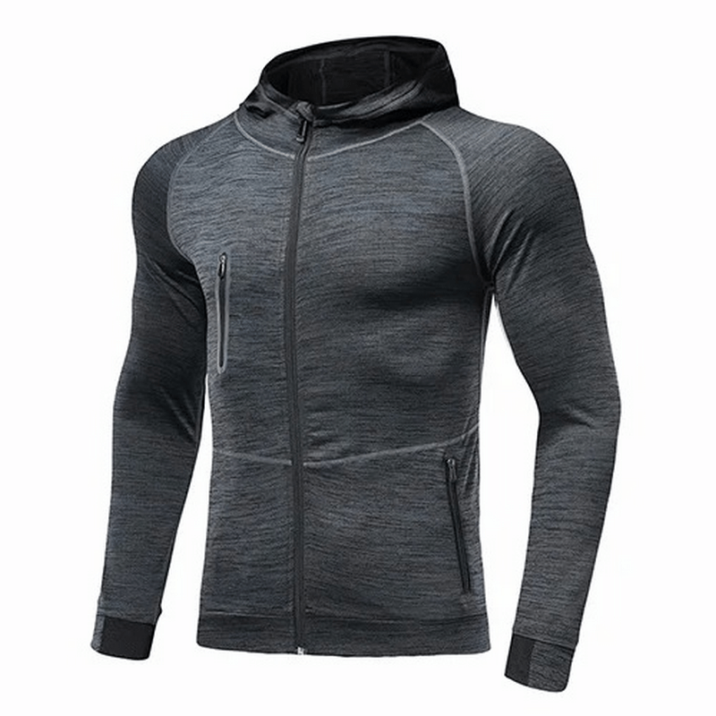 Casual Solid Color Zipper Hooded Sweatshirt for Men - SF1834