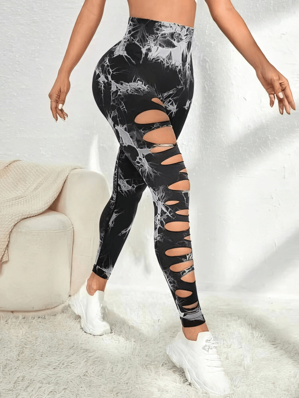 Fashionable Elastic Tight Women's Leggings with Cutouts - SF1310