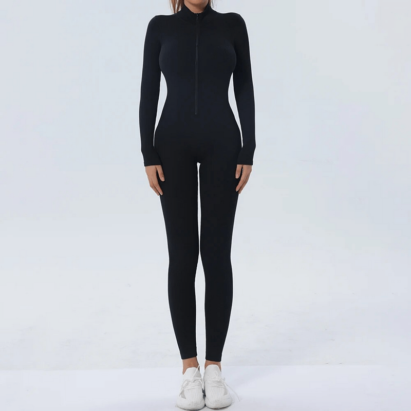 Women's Seamless Zip-Up Bodycon Jumpsuit for Training - SF1677