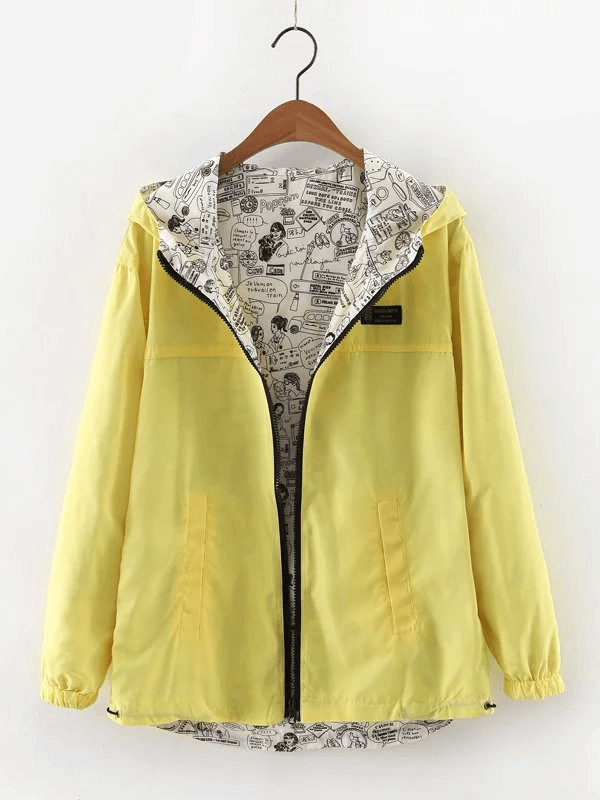 Fashionable Two-Sided Breathable Women's Windbreaker with Hood - SF1478