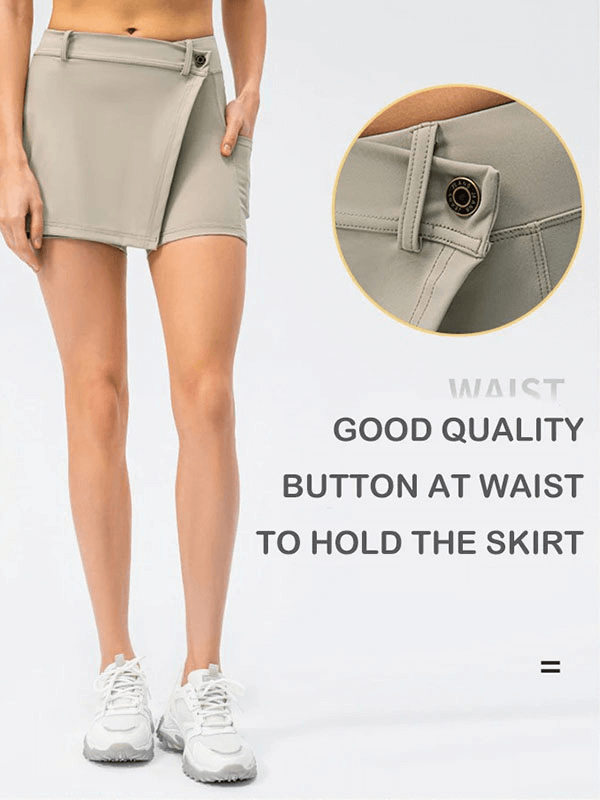 Female Stretchy High Waist Shorts with Overlay Skirt - SF1898