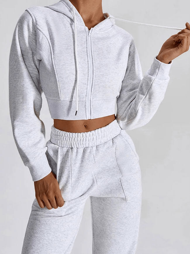 Fitness Sports Zipper Thick Warm Short Hoodie for Women - SF1789