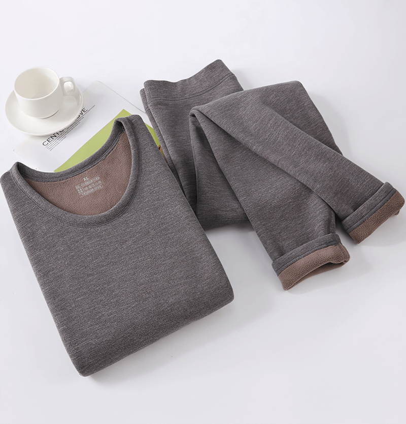 Fleece Men's Thermal Underwear / Padded Thickened Round Neck Two-Piece Set - SF1368