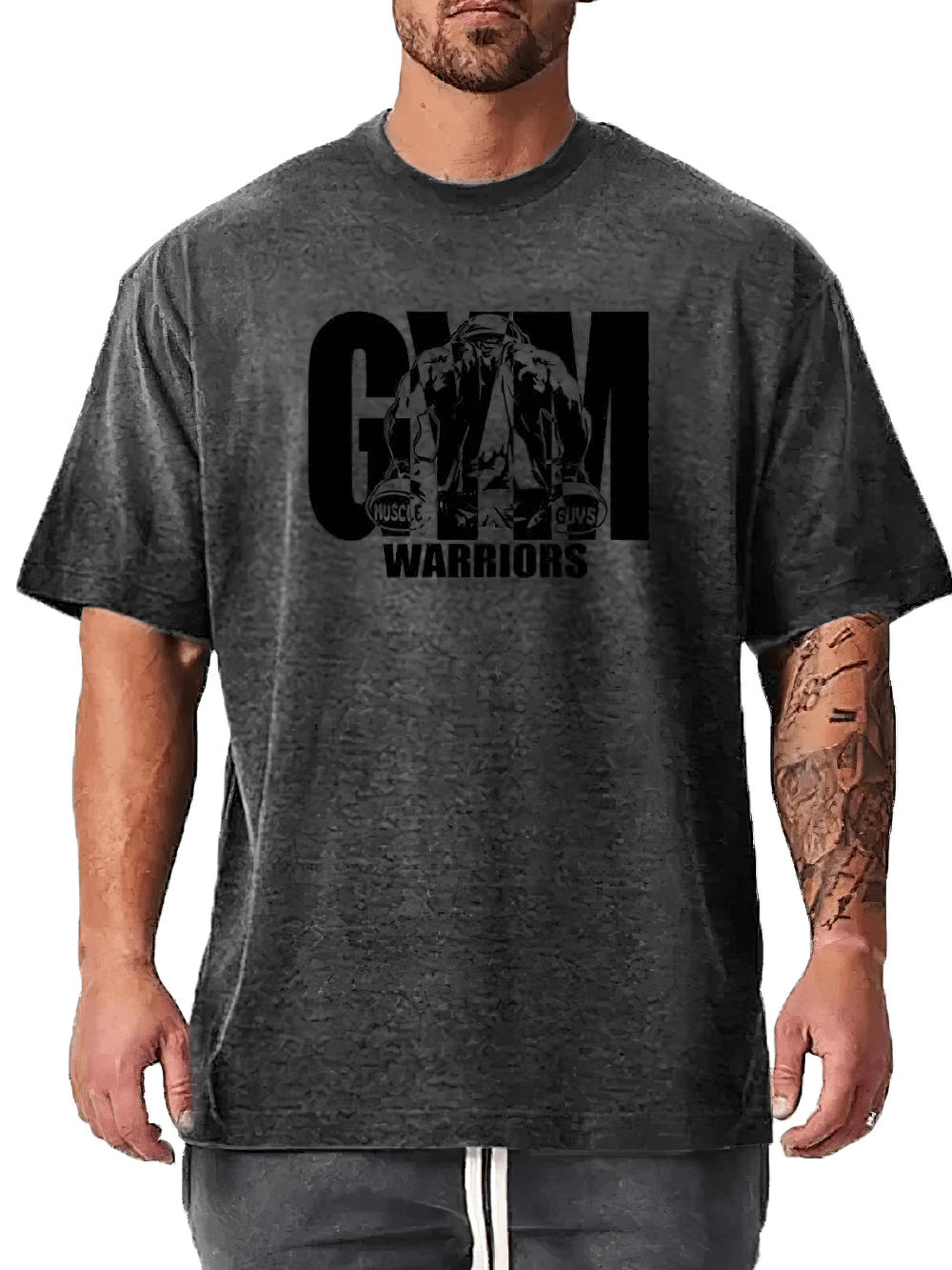 Gym Warriors Graphic Oversized Workout T-Shirt - SF4753