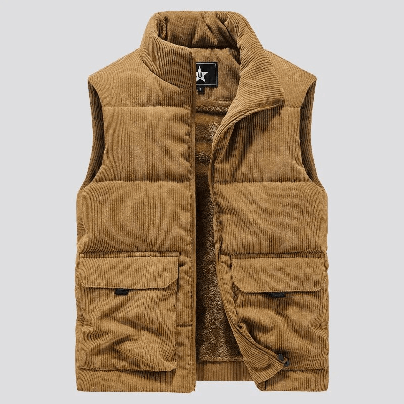 Insulated Corduroy Sports Vest with Two Pockets for Men - SF1780