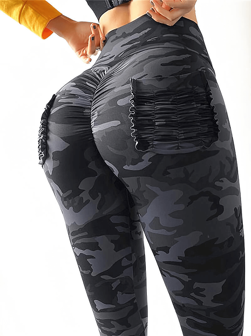 Ladies Camouflage Sports High Waist Leggings with Pockets - SF1285