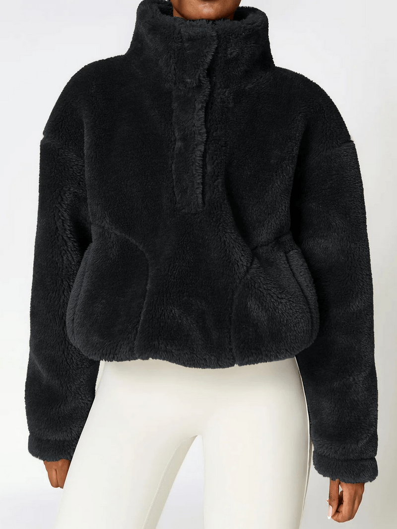 Long Sleeved Outdoor Loose Fitting Lamb Fleece Jacket - SF1837