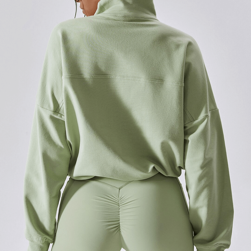 Loose Casual Sports Women's Sweatshirt with Zipper - SF1304