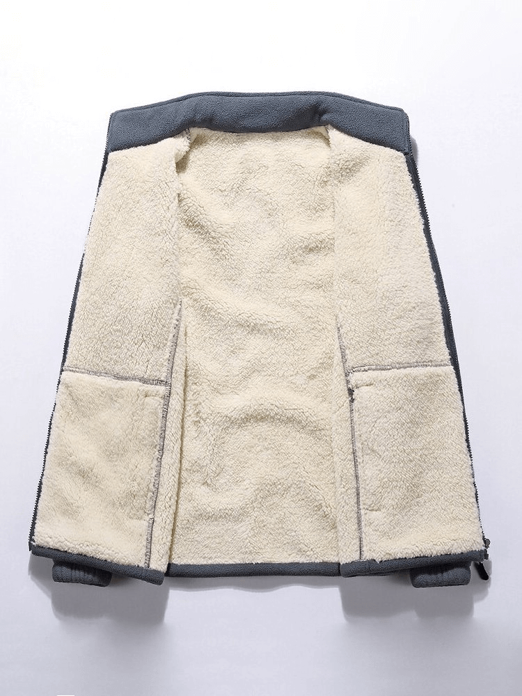 Male Warm Fleece Jacket with Zipper Stand Collar - SF1538