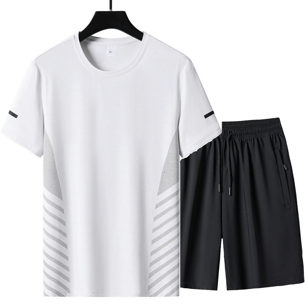 Men's Black O-Neck T-Shirt and Shorts Set - SF2033