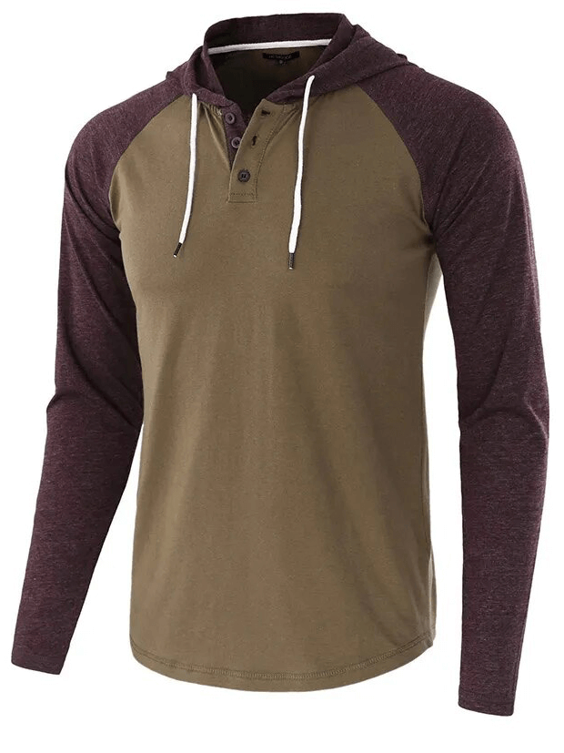 Men's Casual Patchwork Hooded Tops / Male Long Sleeves Sportswear - SF1599