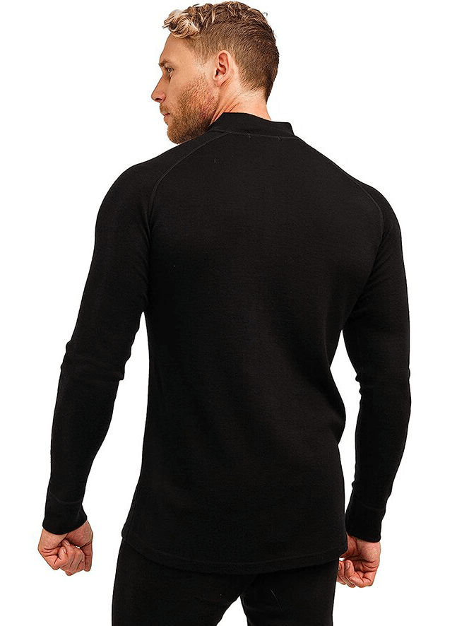 Men's Half Zip Long Sleeves Fitted Top / Wool Thermal Underwear - SF1343