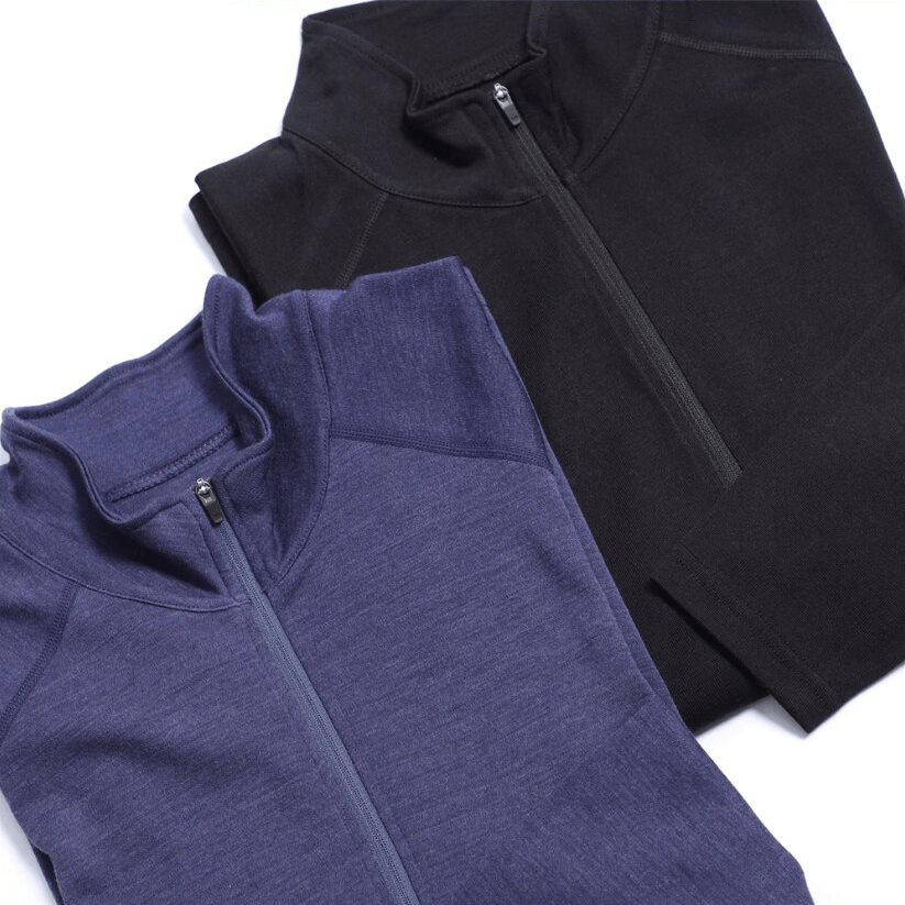 Men's Half Zip Long Sleeves Fitted Top / Wool Thermal Underwear - SF1343