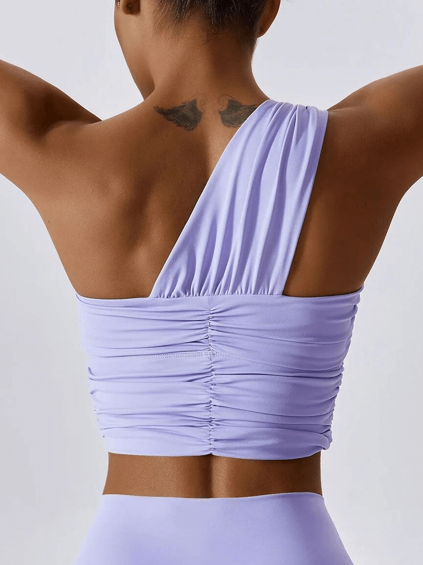 One Shoulder Backless Fitness Yoga Sports Bra - SF1769