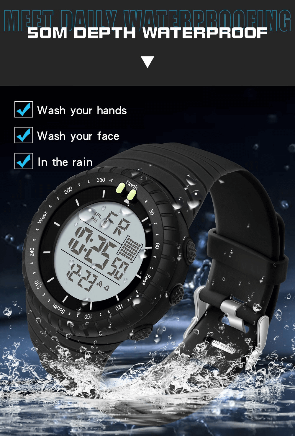 Outdoor Sports Digital Watch With Large Screen / Fashion Wristwatch - SF1313