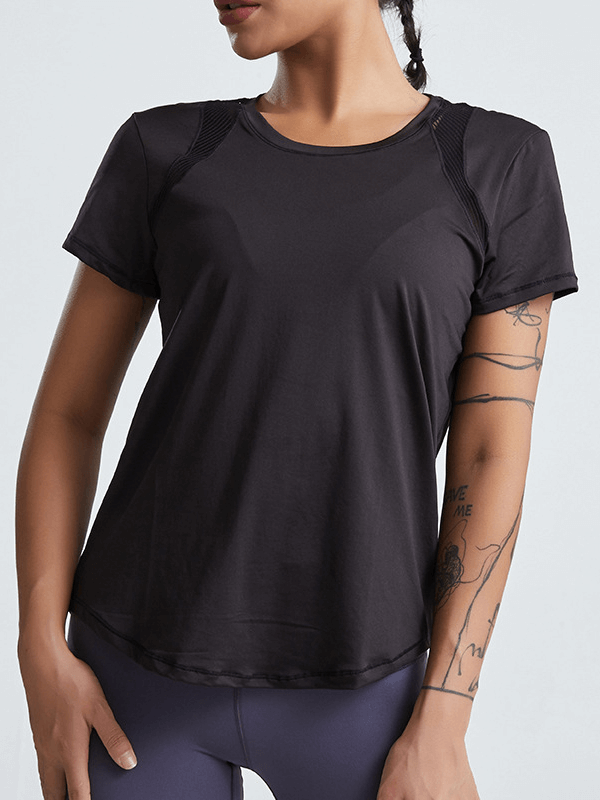 Short-Sleeved Running T-Shirt With Hollow Back / Loose Yoga Clothes - SF1485