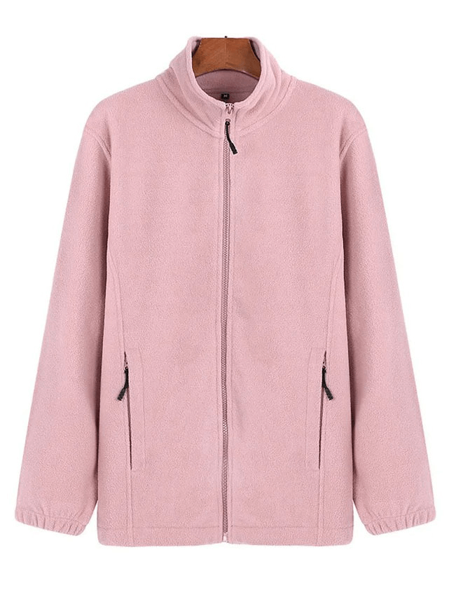 Soft Solid Color Zippered Fleece Jacket for Casual Wear - SF1971