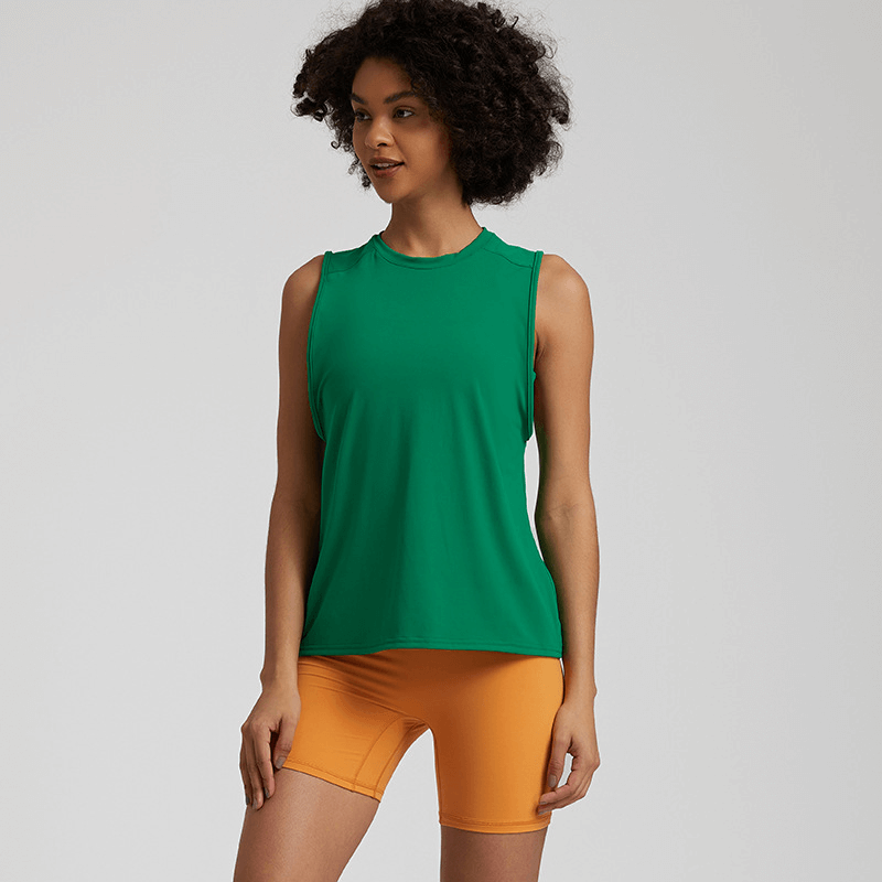 Solid Color Loose Breathable Yoga Tanks / Quick Drying Gym Clothes - SF1482