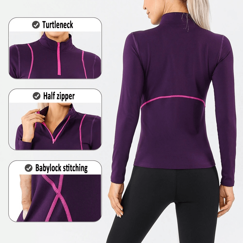 Sports Female Long Sleeves Top with Zippered Neck - SF1881