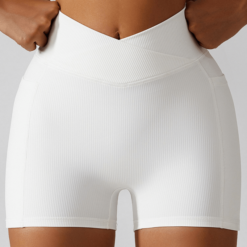 Stylish Elastic Short Women's Shorts with Side Pockets - SF1336