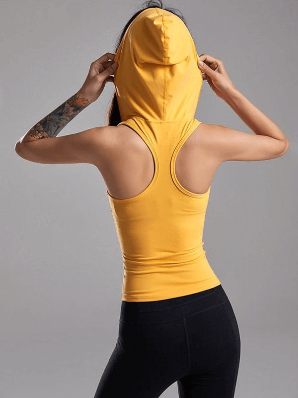 Stylish Elastic Women's Tank Top With Zipper / Sportswear - SF1275