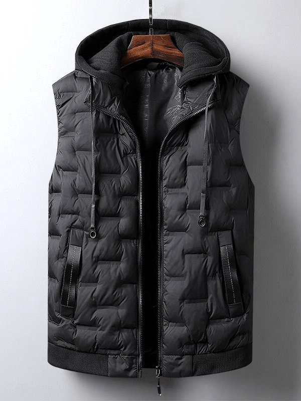Stylish Quilted Sports Insulated Men's Vest with Hood - SF1532