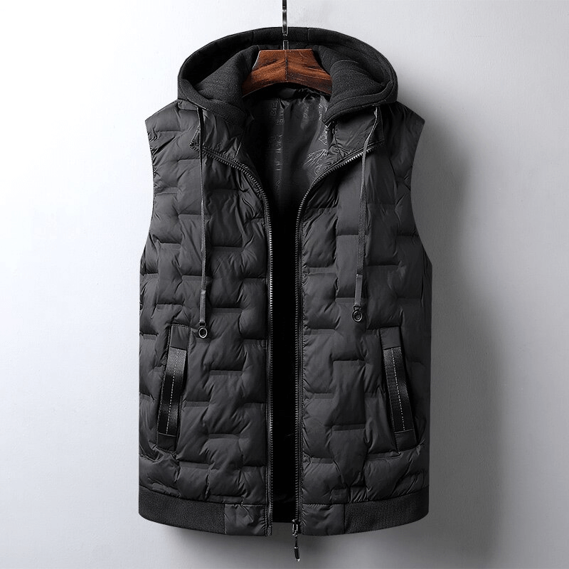 Stylish Quilted Sports Insulated Men's Vest with Hood - SF1532