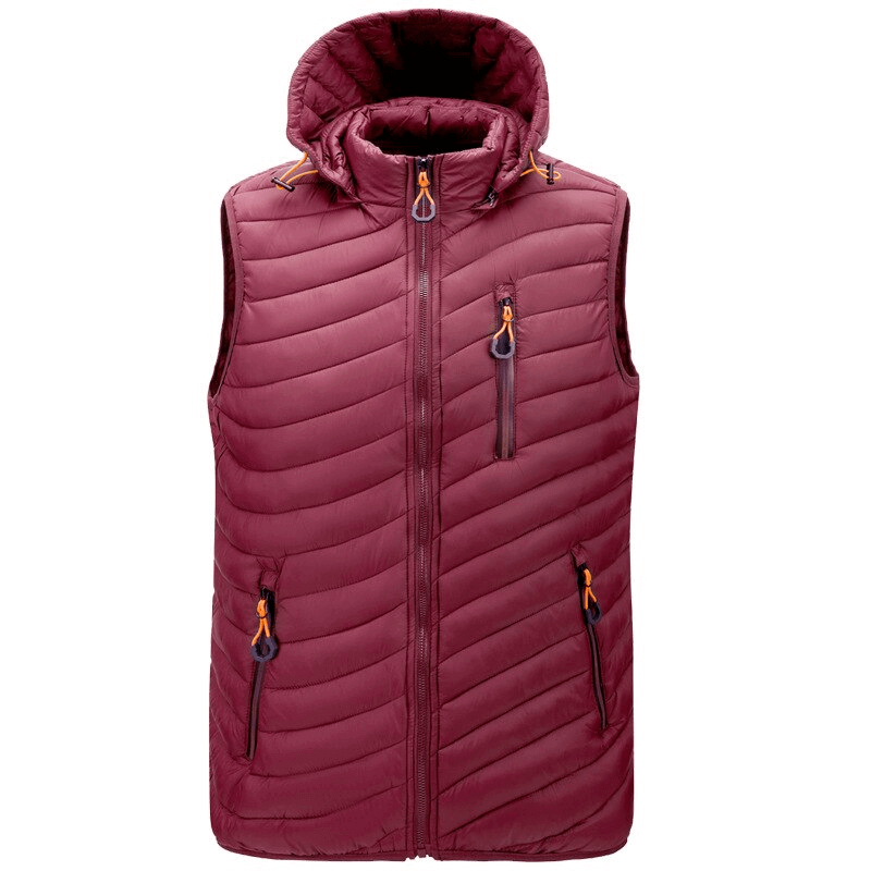 Stylish Sports Warmed Men's Vest with Hood and Zippered Pockets - SF1516