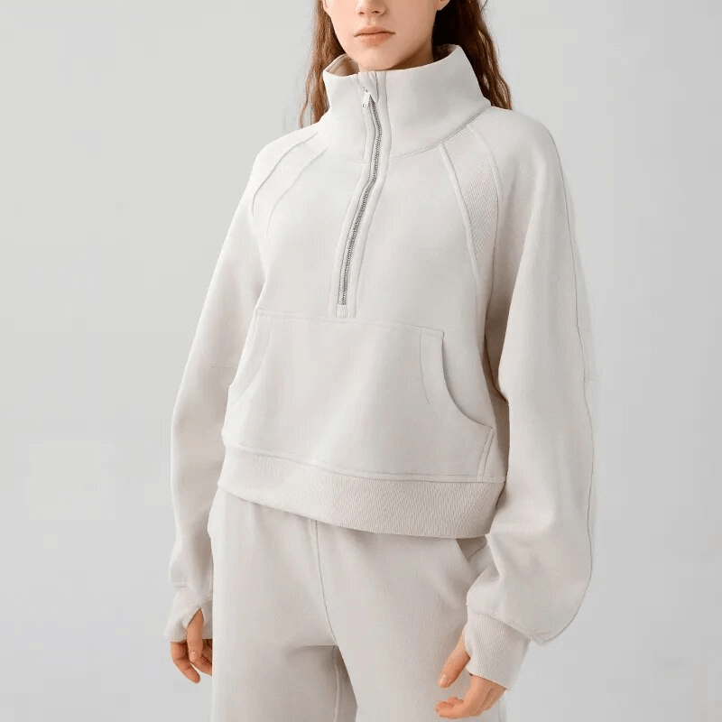 Stylish Sporty Women's Hoodie with Stand-up Collar on Zipper - SF1574