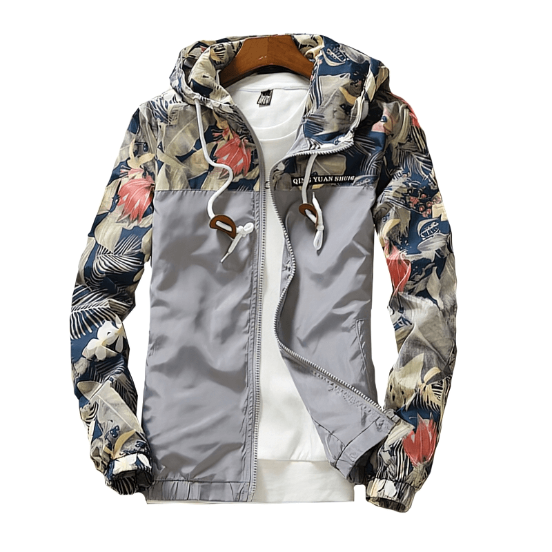 Stylish Windproof Women's Windbreaker with Floral Print with Hood - SF1477