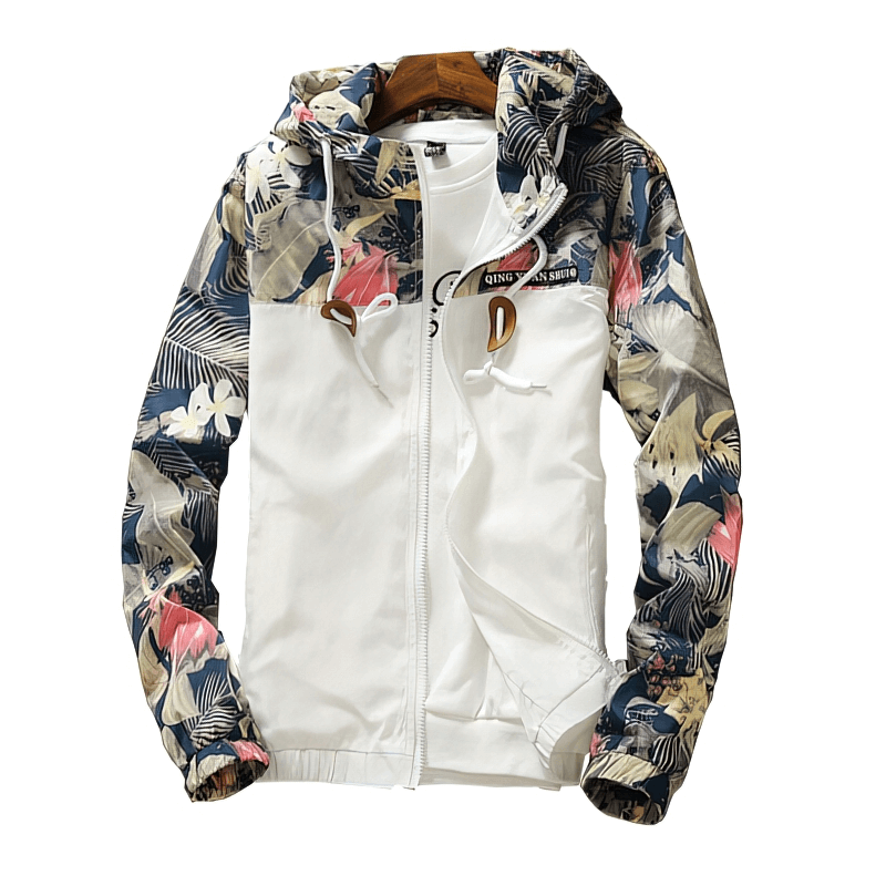 Stylish Windproof Women's Windbreaker with Floral Print with Hood - SF1477