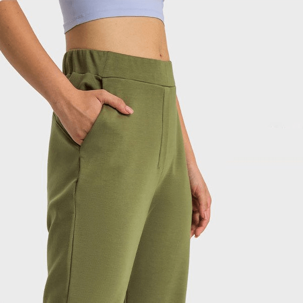 Stylish Women's Sports Pants with High Waist and Cuffs - SF1404