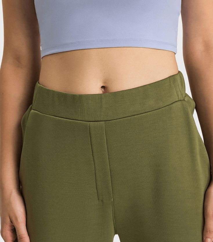 Stylish Women's Sports Pants with High Waist and Cuffs - SF1404