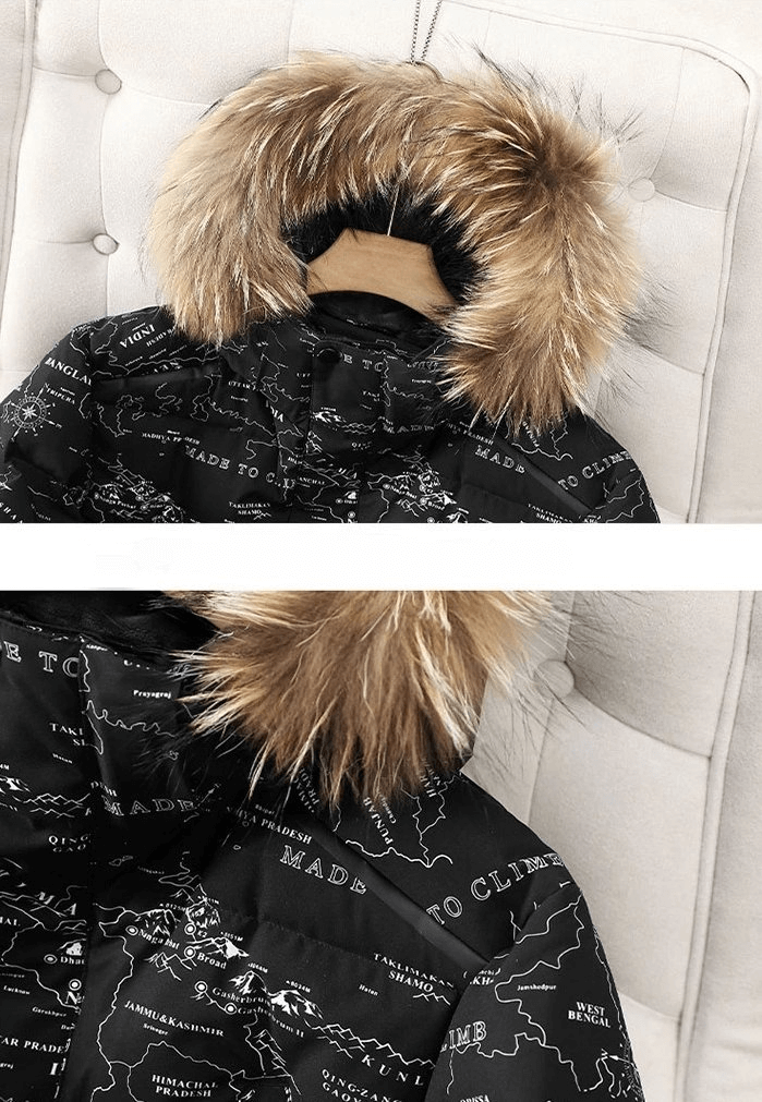 Warm Men's Down Jacket with Natural Fur on the Hood - SF1957