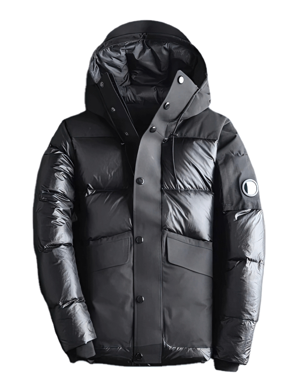 Warm Stylish Men's Down Jacket with Hood and Pockets - SF1956