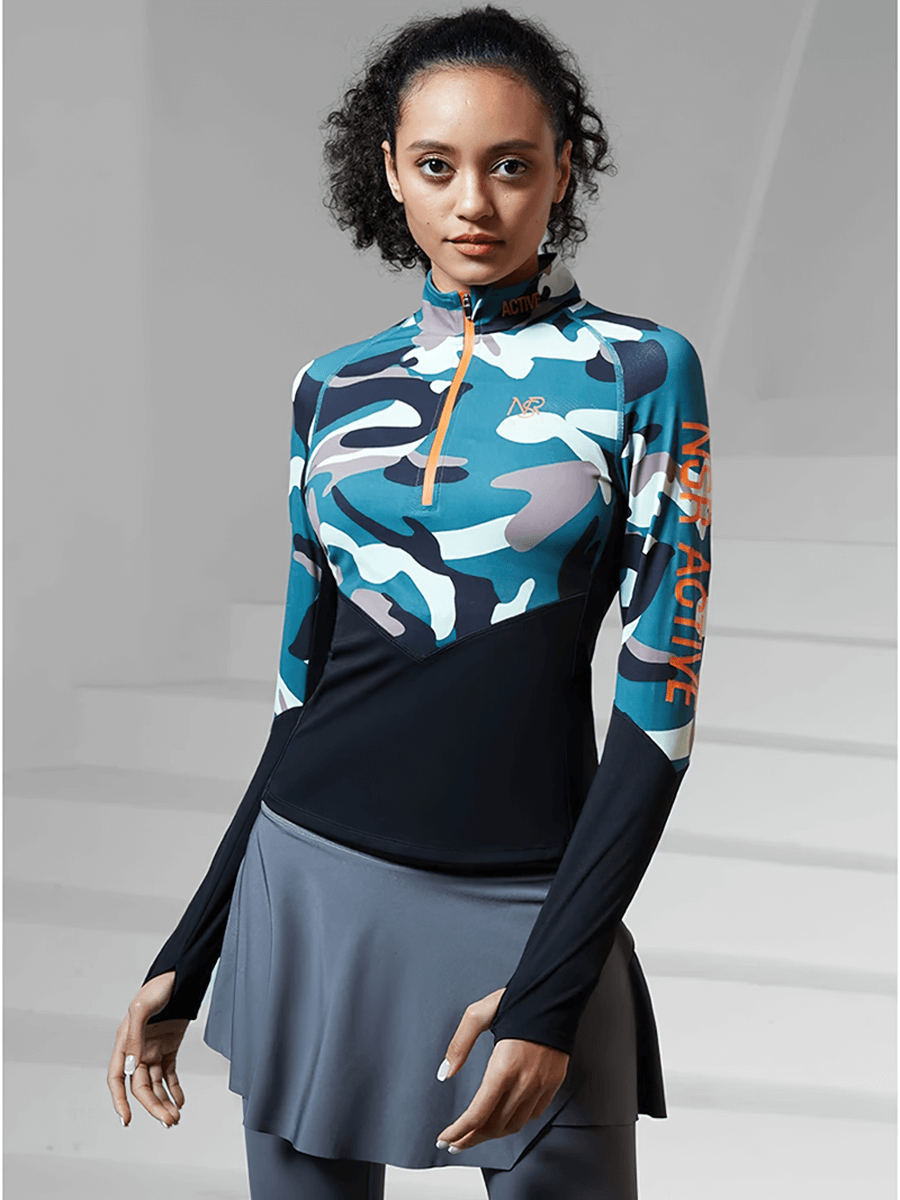 Women's Camo Print Long Sleeves Sport Shirt - SF2019