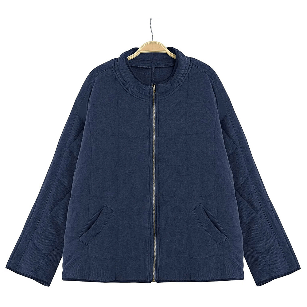 Women's Loose Warm Stand Collar Jacket with Zipper - SF1618