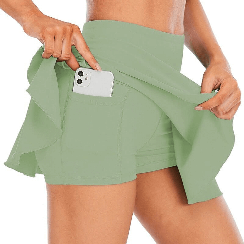 Women's Solid Pocket High Waist Skirt-Shorts for Tennis - SF0170