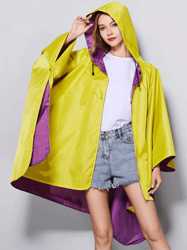 Women's Stylish Double Layer Raincoat with Hood - SF1995