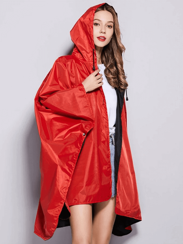 Women's Stylish Double Layer Raincoat with Hood - SF1995