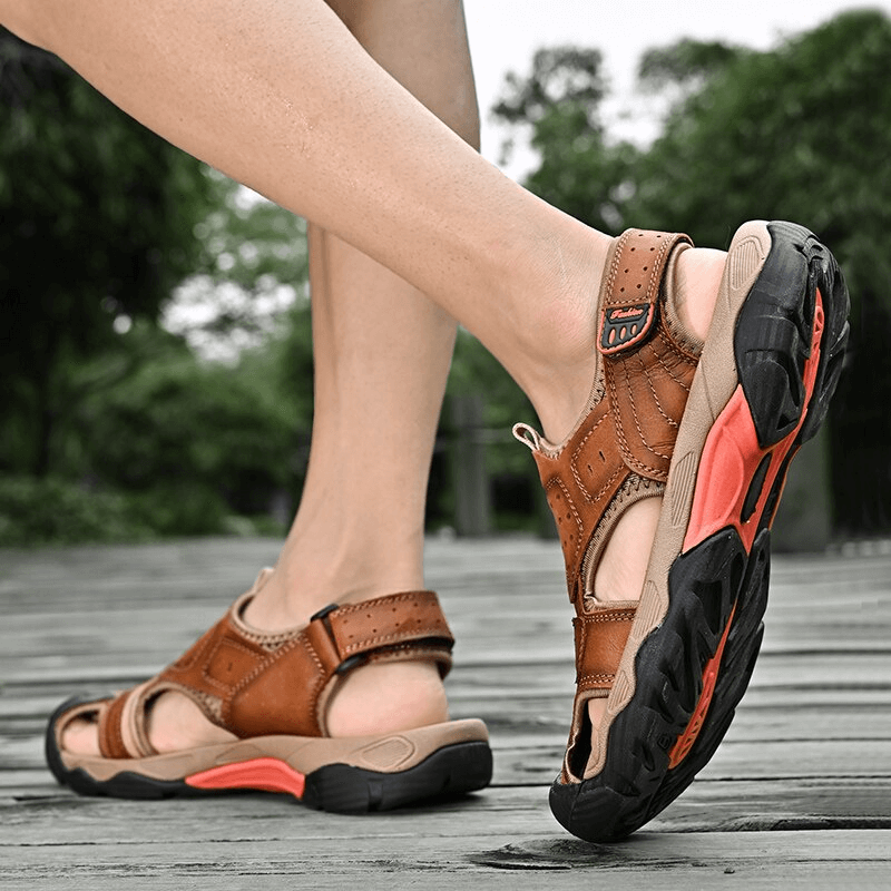 Anti-Collision Toe Genuine Leather Outdoor Walking Hiking Shoes - SF1056