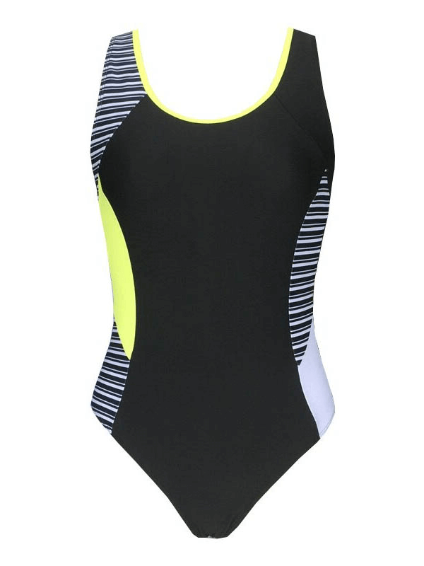 Athletic Double Lining Slim Swimsuit / Women's Patchwork Swimwear - SF0273