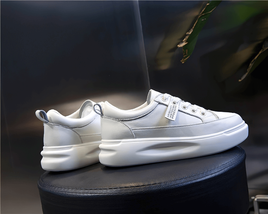 Casual Breathable Lace-Up Sports Leather Platform Sneakers - SF0371
