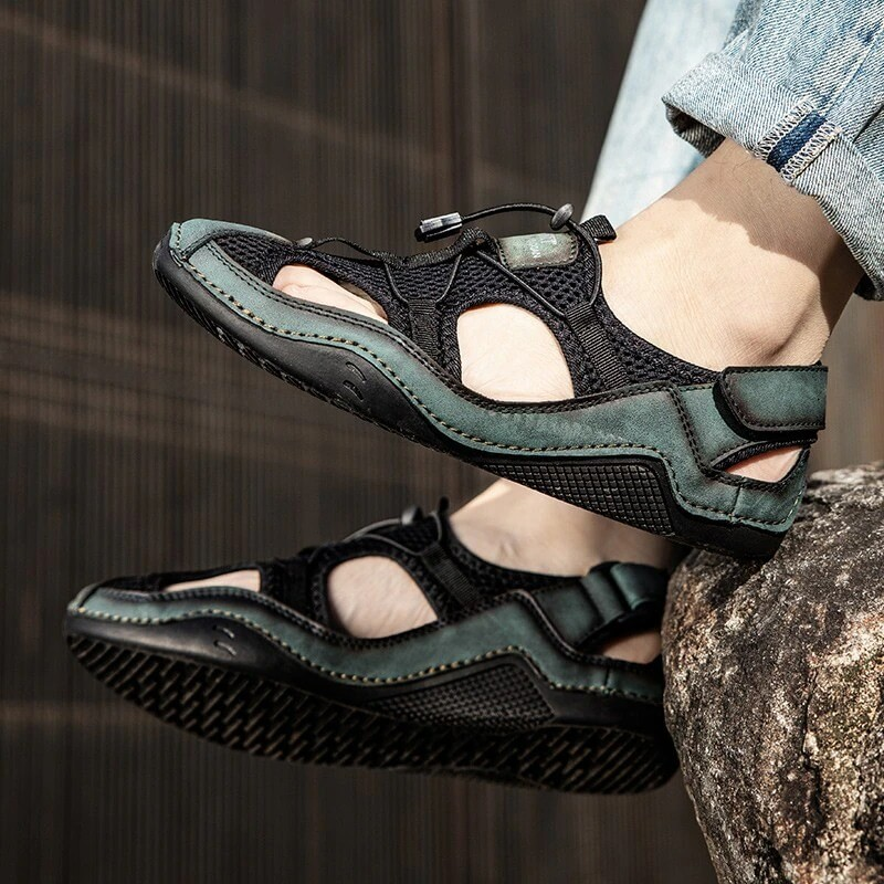 Casual Male Hollow Breathable Sandals with Elastic Band - SF0711