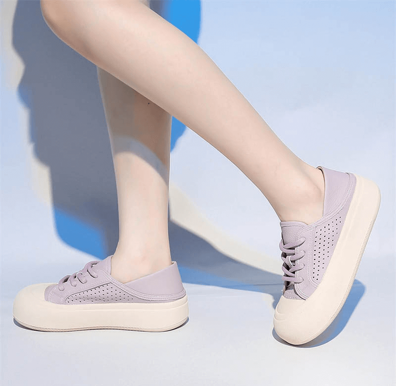 Casual Round Toe Hollow Out Flats Sneakers For Women - SF0969