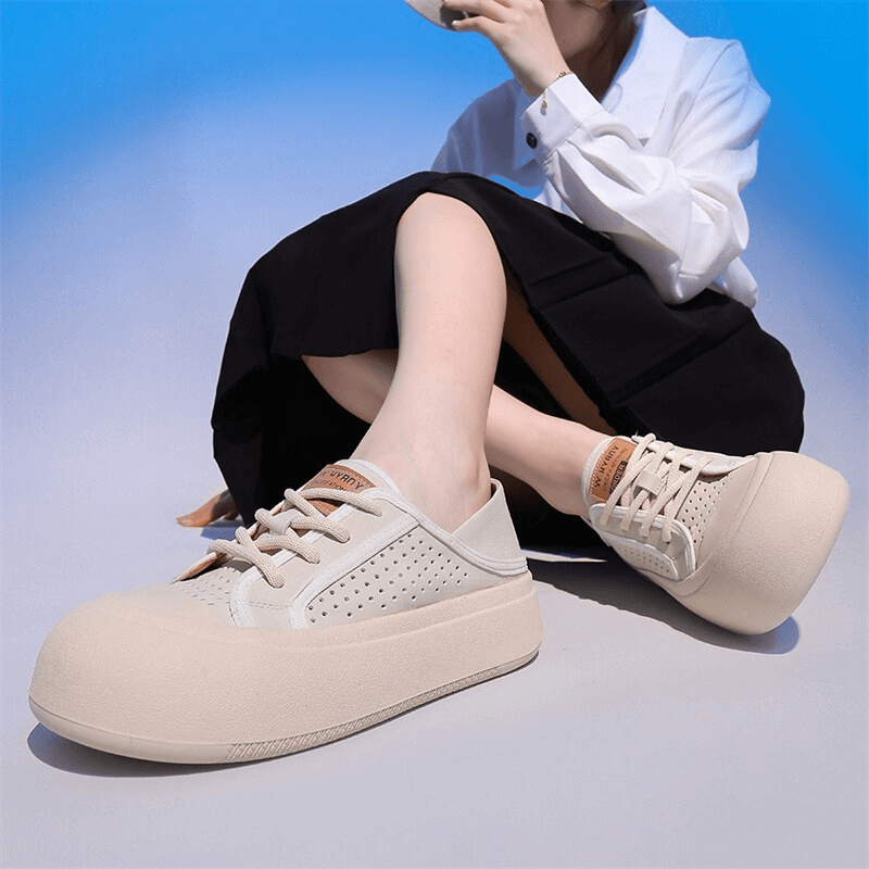 Casual Round Toe Hollow Out Flats Sneakers For Women - SF0969