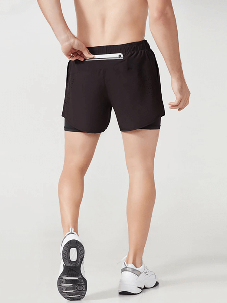 Double-deck Training Short Shorts with Pocket Back for Men - SF0440
