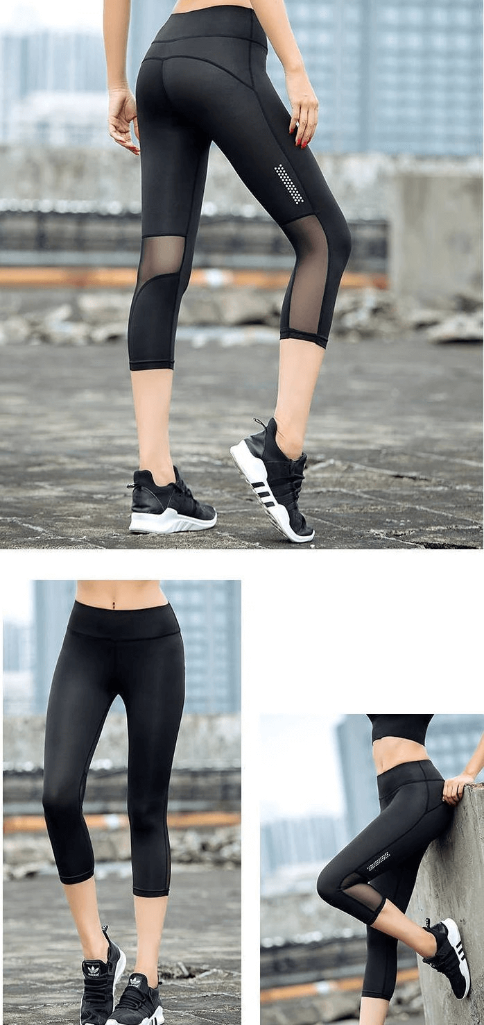 Elastic Breathable High-Waisted Cropped Leggings - SF0173