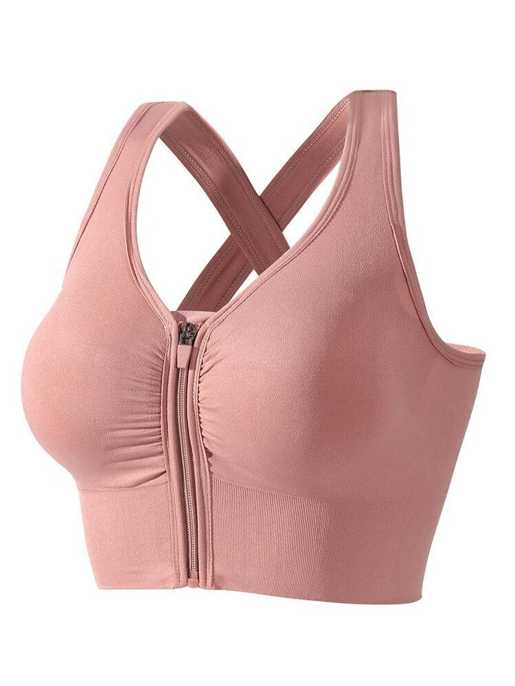 Elastic Women's Sports Top Bras With Straps With Zipper - SF0443